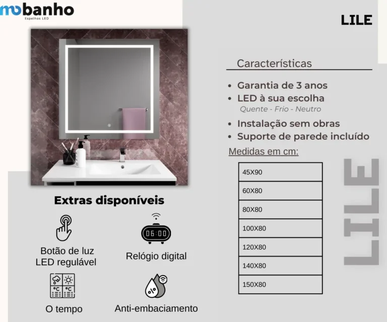 Espelho LED Quadrado Lille — imagem 2