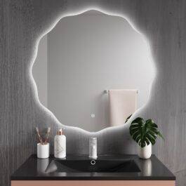 Espelho Onda LED TIRANA - Design Wave Redondo com Iluminação Integrada
